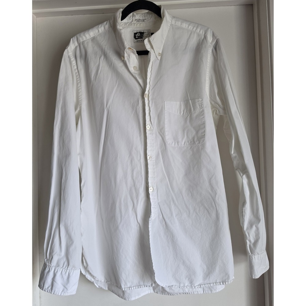 Engineered Garments White Cotton Button-Down Shirt Men L Workwear Collared